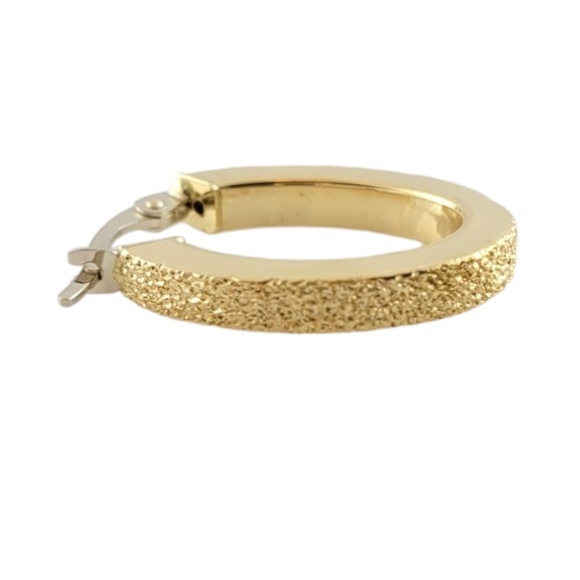 18K Yellow and White Gold Oval Hoop Earrings #16791 - Picture 4 of 10